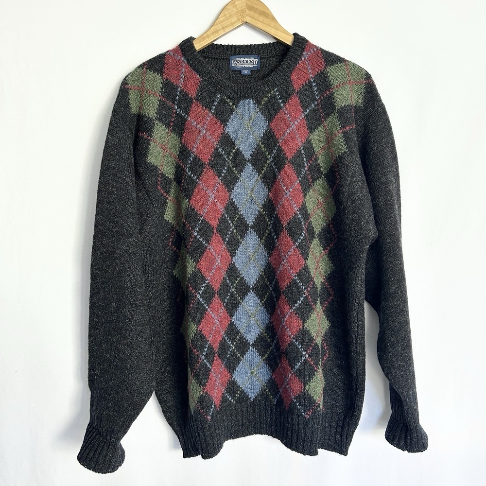 Made in Scotland Wool Argyle Sweater Mens M Vintage Academia Old Money Ivy Style